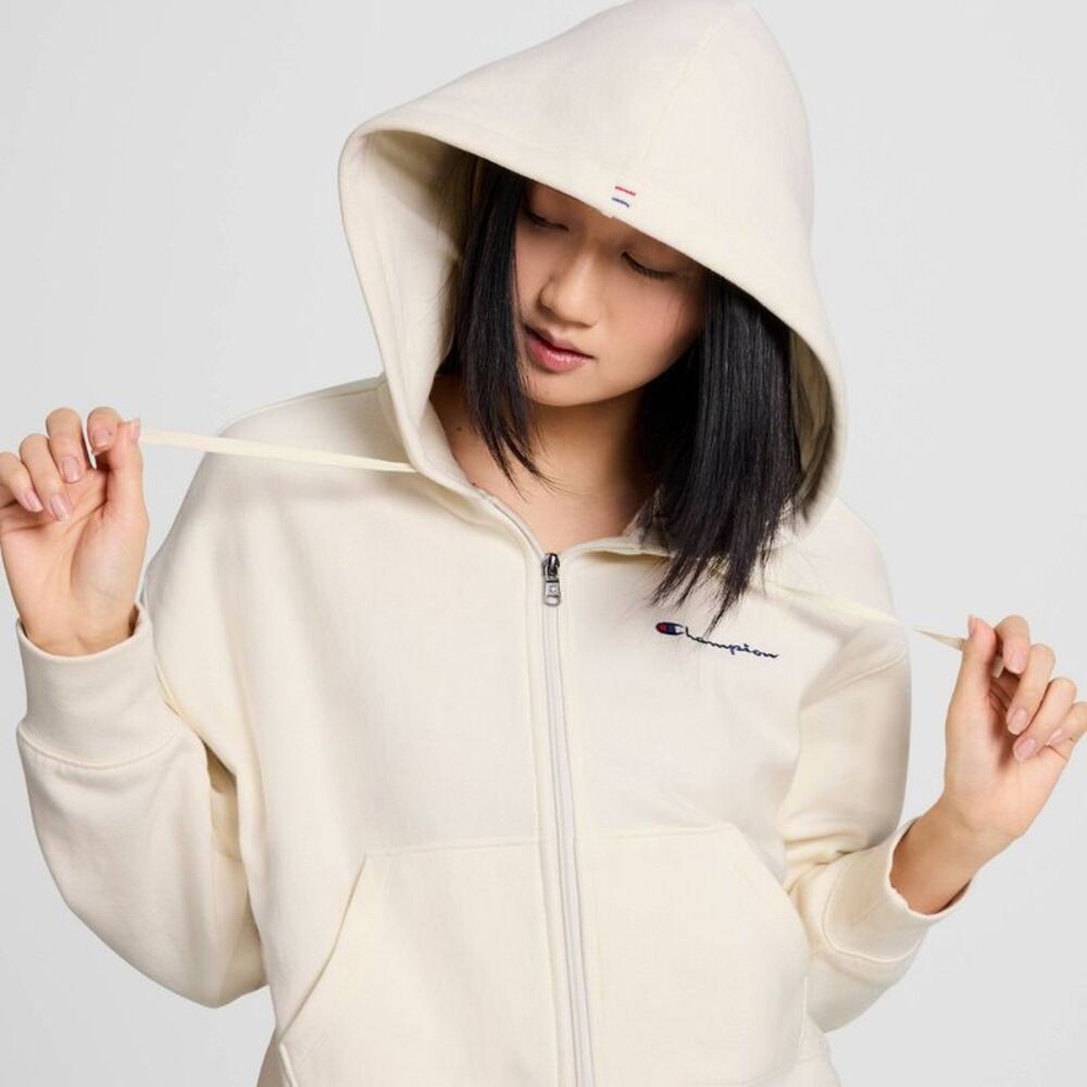 Champion - Women's Cropped Fleece Zip-Up Sweatshirt Cream - Picture 4 of 4